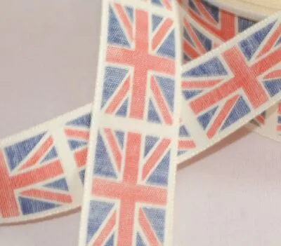 Union Jack Ribbon Ideal For Cakes And Decoration. 1 Metre Lengths Cut From Roll • £1.34