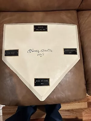 Mickey Mantle Signed  Home Plate With A Picture Of Him Holding It. • $699