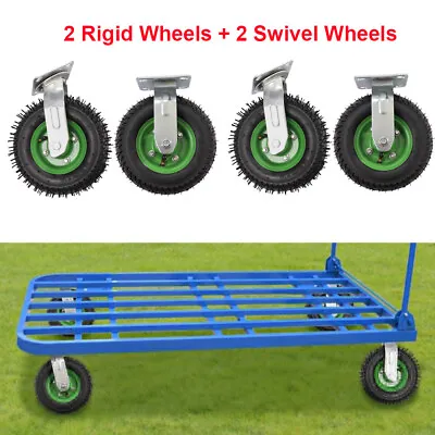 4X 8  Pneumatic Air Tire Wheel 2 Rigid & 2 Swivel HD Durable Farm Cart Caster • $54.24
