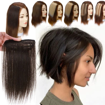 $10.17 • Buy Fluffy Hairpad Clip In 100% Human Hair Extensions ONE PIECE Remy Short Side Weft