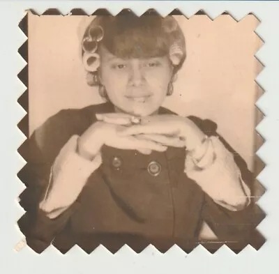 Vintage Photo Booth - Girl Hair In Rollers Folded Hands • $24.95