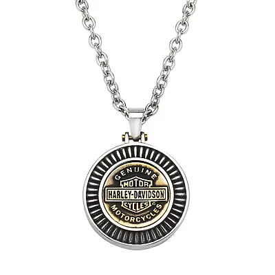 Harley-Davidson Stainless Steel & Brass Pendant & Necklace 130 / HSN0050 • $119.99