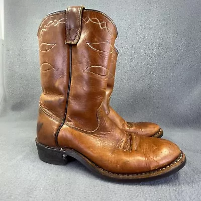 Texas Cowboy Boots Youth 3 B Hypalon Non Marking Armortred Western Brown USA • $25