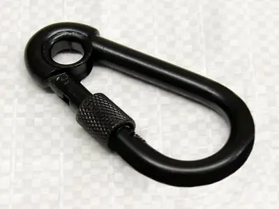 8MM Black Carbine Hook With Screw Nut & Eye - Plated Safe Snap Hook Rigging Clip • £3.99