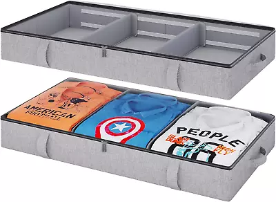 Under Bed Storage Containers Organizer Clothes Drawers W/Adjustable Dividers Org • £47.12