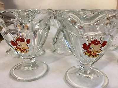 Vintage Elsie The Cow Borden Dairy Sundae Ice Cream Glasses Dessert 8pc • $9.99