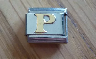 Italian Charms - Gold Letters Letter P Fits Classic Size Italian Charm Bracelet • £3.70