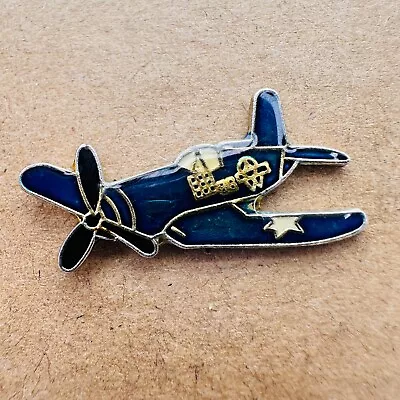 WW2 Fighter Plane F4U Corsair Blue Enamel Lapel Hat Pin AL • $7.99