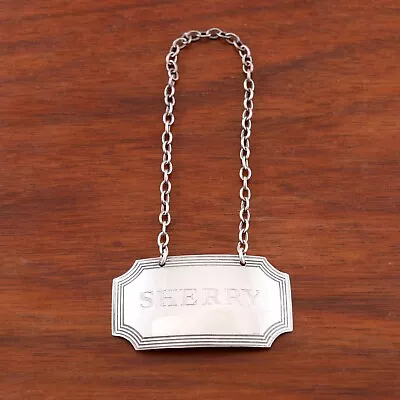 Liberty & Co English Sterling Silver Liquor / Bottle Tag Threaded Border No Mono • £76.62