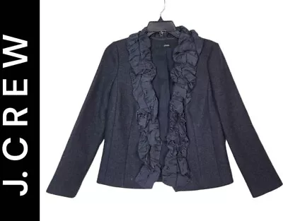 J. Crew Woman Black Ruffle Career Blazer Jacket Lined Long Sleeve Size 0 • $16.50