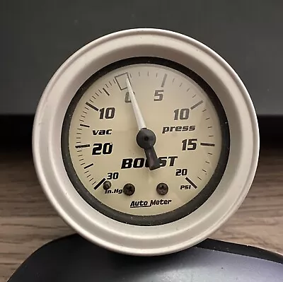 New Auto Meter 2 1/16 Mech Boost/Vacuum Gauge 30 InHg - 20 PSI Custom Beige Face • $55