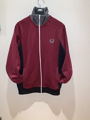£28 • Buy Used - Fred Perry Zip Retro Track Jacket Colour-Wine, Size: Small