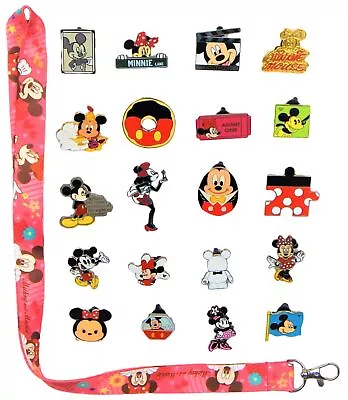 Mickey & Minnie Themed Starter Lanyard Set With 6 Disney Trading Pins ~ NEW • $13.95