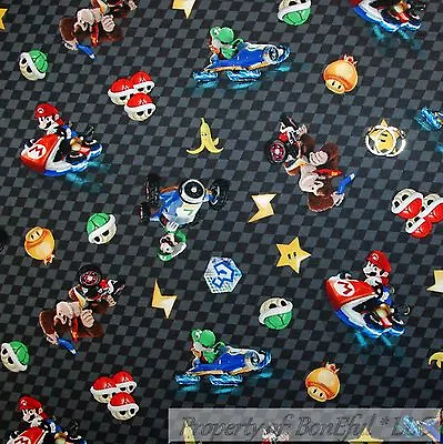 BonEful Fabric FQ Cotton Quilt Mario Brother Nintendo Game Super Hero Boy Check • $18.24
