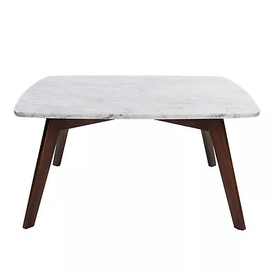 Vezzana 31  Square Italian Carrara White Marble Table With Walnut Legs • $368.23