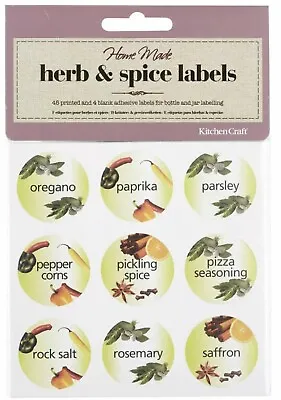 £2.99 • Buy Kitchen Craft 3.5cm Round Self Adhesive Herb & Spice Jar Labels 45 Per Pack