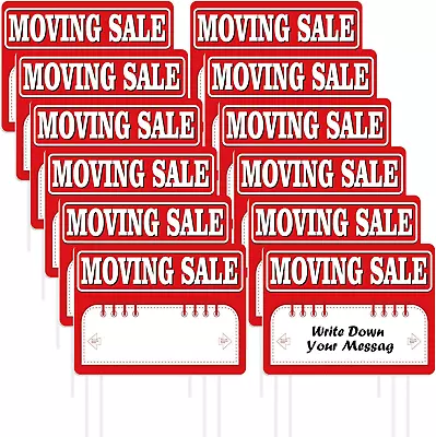 12 Pcs Moving Sale Sign 16  X 12  Moving Sale Yard Sign With Stake Corrugated Pl • $42.72
