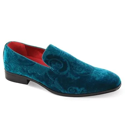 Mens Teal Baroque Velvet Prom Wedding Dress Loafers Shoes After Midnight 7017 • $84.99