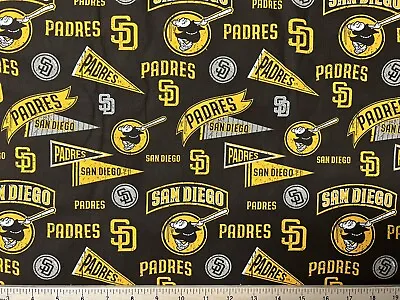 MLB SAN DIEGO SD PADRES Baseball Retro 1/4 Yard (9”x44”) 100% Cotton Fabric • $5.99