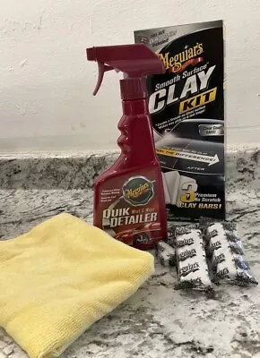 Meguiar's G191700 SMOOTH SURFACE CLAY KIT 3 Clay Bars Quick Detailer Microfiber • $22.95