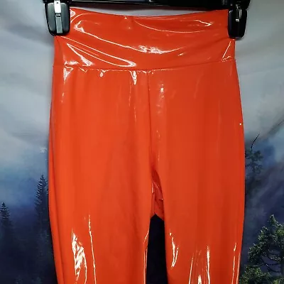 AKIRA Womens Size Small Shiny Orange Patent Leather Style Pants Glossy • $12