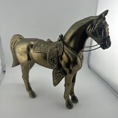Vintage 1950's  8  Tall Brass Pot Metal Horse Figurine Statue • $27