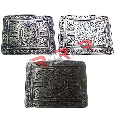 Scottish Buckle Highland Swirl Celtic Kilt Belt Buckle Antique Chrome Jet Black  • $12.99