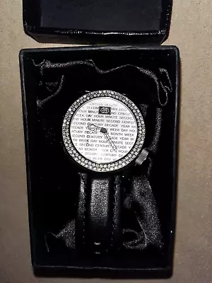 Marc Ecko Watch Men's Silver Tone Bling 44mm Black Leather Band New Battery • $23.80