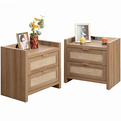 Set Of 2 Nightstands With Charging Station End Table Bedside Table With Drawer • $209.99