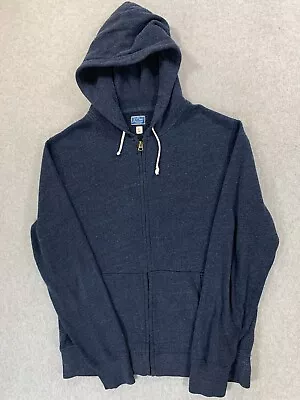 J Crew Vintage Fleece Cotton/Poly Full Zip Hoodie Jacket (Men's Large) Blue • $26.99