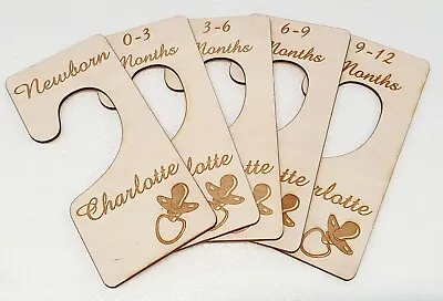 Baby Clothes Wardrobe Closet Dividers. Personalised And Lasercut. Newborn To 12 • £23