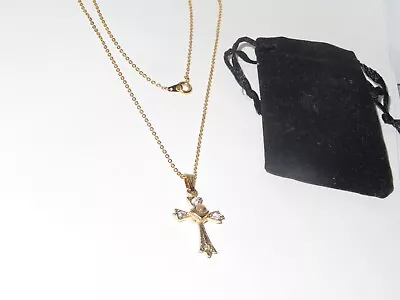 Vintage Stanhope Lord's Prayer Cross Pendant Jewelry Rhinestone (A100) • $8.99