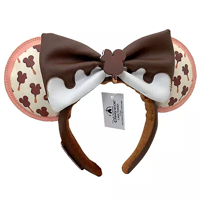 Disney-Parks Chocolate Ice Cream Minnie Mouse Bow Pattern Headband Ears New • $15.76