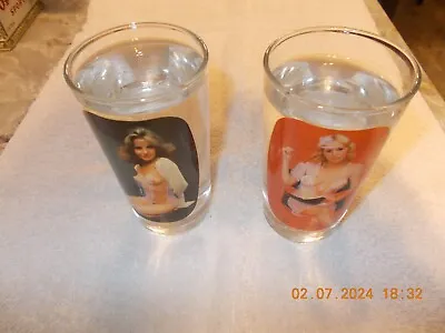 Vintage 1970s Original Set Of 2 Nude STRIPTEASE Highball Glasses Risque Spencers • $14.99