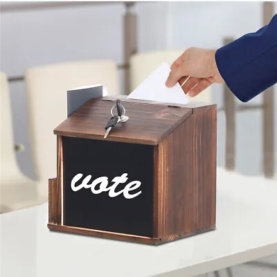 Wood Donation And Ballot Box Suggestion Box- With Lockable- Charity Donation Box • £16.91
