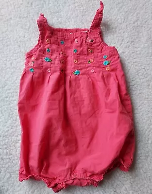 Gymboree 12-18 Month Tropical Garden Coral Bubble Romper Embroidered Flowers • $8