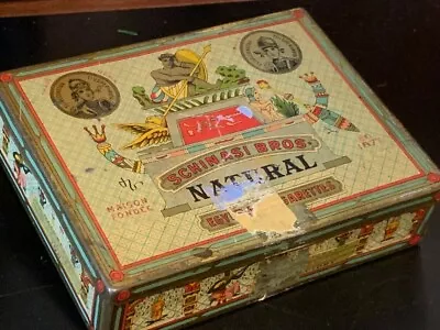 Antique Vintage Cigarette Tin SCHINASI BROS. EGYPTIAN CIGARETTES 100 Count 1877 • $24.95