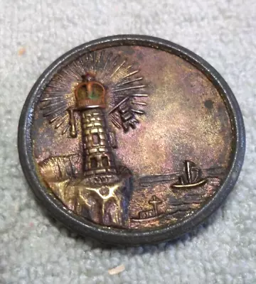 Large Vintage Metal Picture Button LIGHTHOUSE 1 & 7/16  Inch • $5