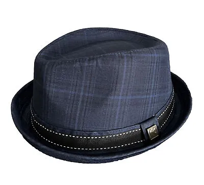 Kenny K. Upturn Diamond Crown Pork Pie Fedora Navy Blue • $16.99