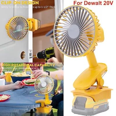 Cordless Jobsite Fan For Dewalt 20V Max Battery Clamp Fan 3 Speeds Clip-on Fan • $22.74