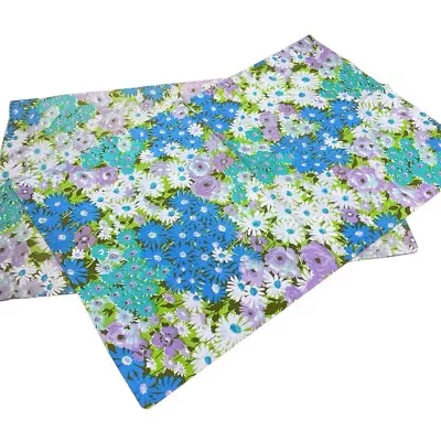 Vintage Pequot Floral Pillowcases Blue Purple Daisy Muslin Cotton Cottage READ • $25.46