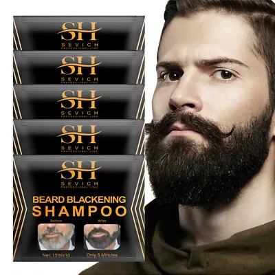 5pcs Mens Beard Dye Black Shampoo Instant Blackening Beard Mustache Tint Cream • $8.65