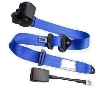 1 Kit Of 3 Point Universal Strap Retractable & Adjustable Safety Seat Belt Blue • $39.99