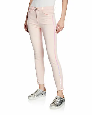 NWT J Brand Size 24 Pink Alana High-Rise Cropped Super Skinny Jeans Ladder Lace • $79.99
