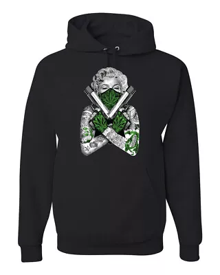 Marilyn Monroe Weed Marijuana Two Guns Men Sweatshirt Graphic Hoodie • $34.99