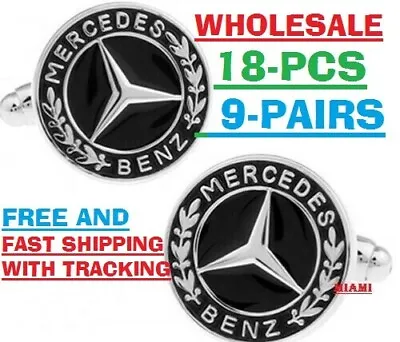 WHOLESALE 18-PC Mercedes Benz Cuff Cufflinks Gorgeous Gift In Gift Bag.9-PAIRS • $47