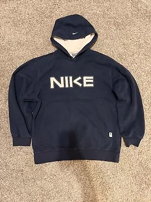 Y2k Nike Spell Out Hoodie Navy Sz S • $45