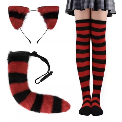 Cat-Fox Ear Headband With Tail Set Cat-TailStockings Halloween Cosplay-Props • $29.90