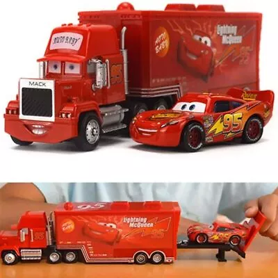 2Pack Disney Pixar Car 1 Lightning McQueen Mack Truck Diecast Toy Car Xmas Gift • $17.39