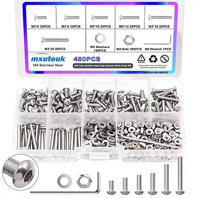 M3 Metric Screw Assortment KitM3x6/8/12/16/20/25/30mm 304 Stainless Steel He... • $20.62